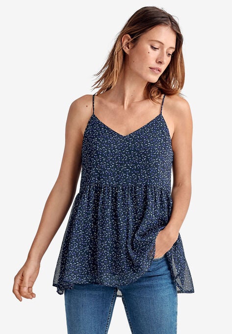 Babydoll Tank, NAVY DITSY FLORAL, hi-res image number null