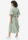 Knit Midi Dress With Surplice Neckline & Waist Tie, , on-hover image number null
