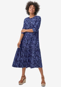 Tiered Cotton Midi Dress