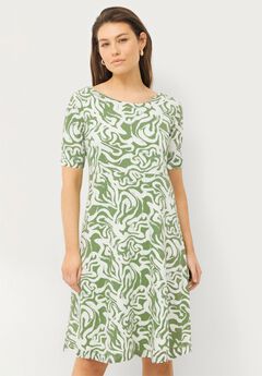 Short Sleeve Fit & Flare Knit Dress