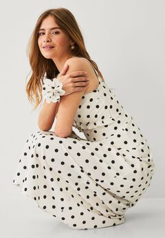 Sleeveless A-line Long Midi Dress With Flower Pin