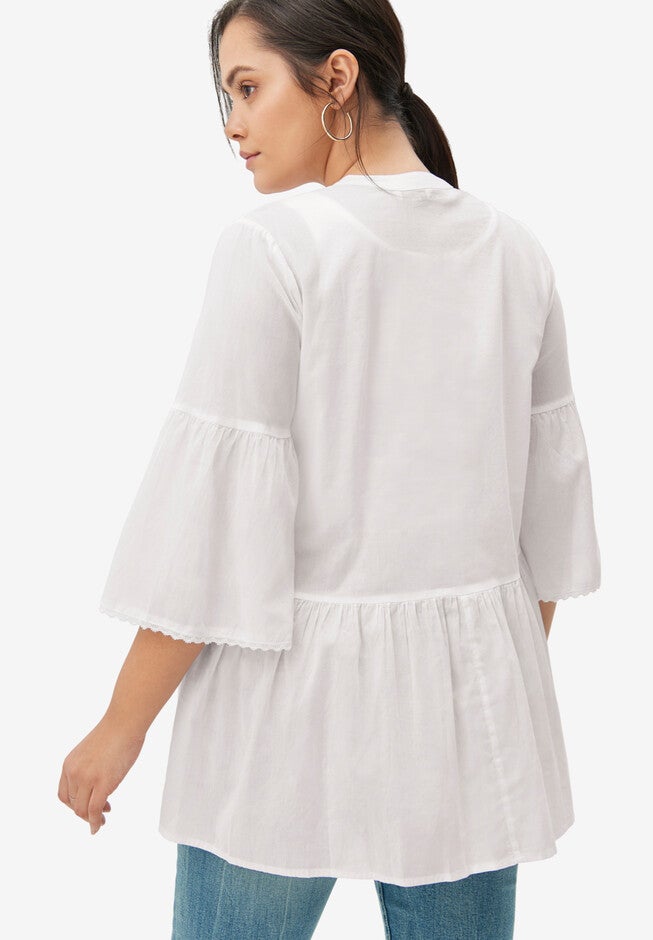 Cutwork Peplum Tunic, , on-hover image number 1