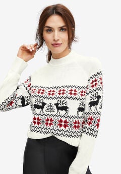 Fair Isle Mock Neck Sweater