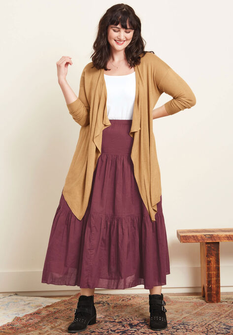 Draped Open Front Cardigan, , alternate image number null