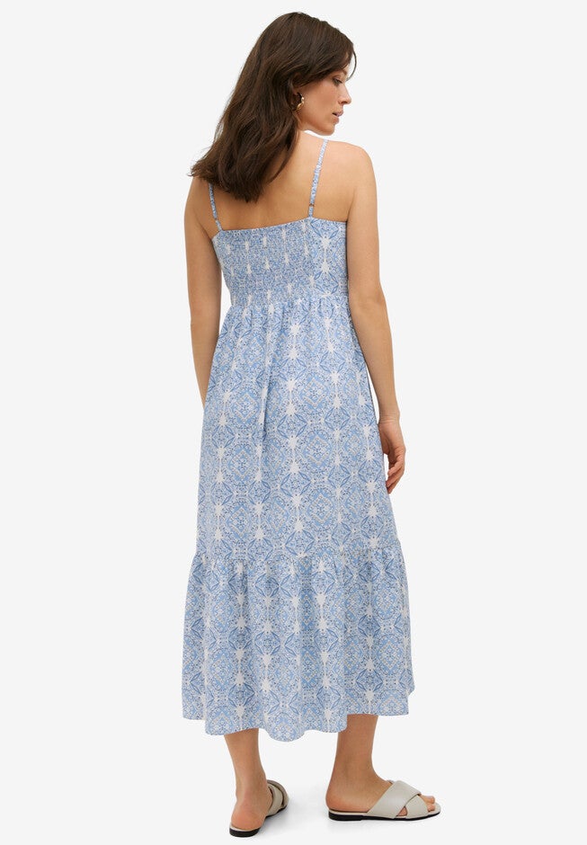 Spaghetti Strap Tiered Midi Dress, , on-hover image number null