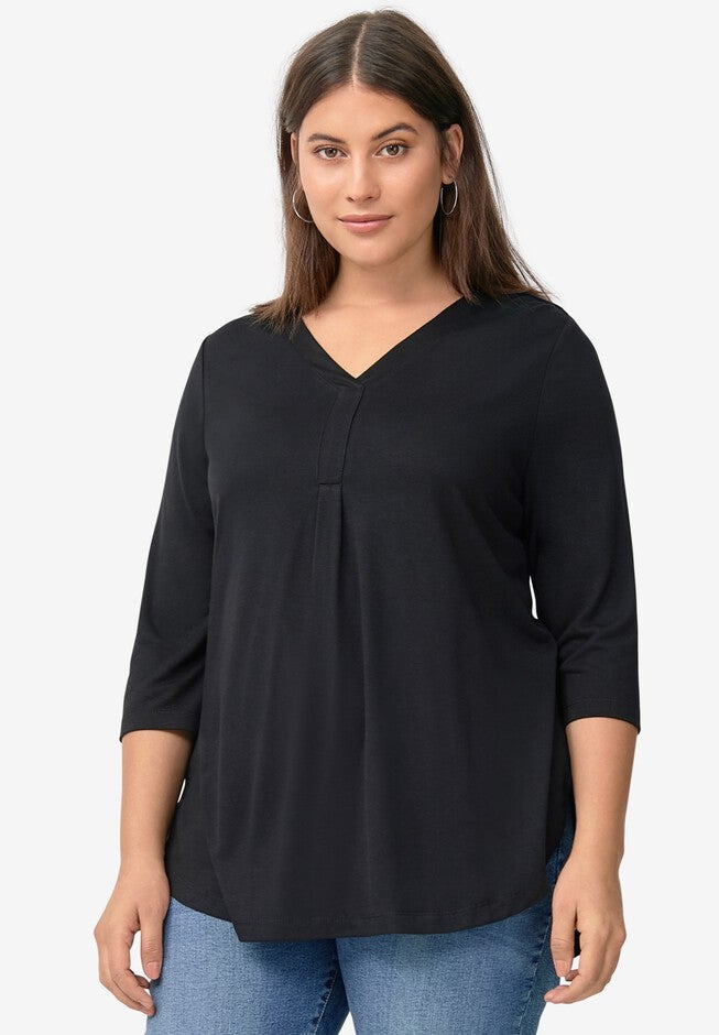 Inverted Front Pleat Tunic, BLACK, hi-res image number 0