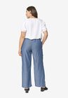Wide Leg Elastic Waist Denim Pants, , on-hover image number null