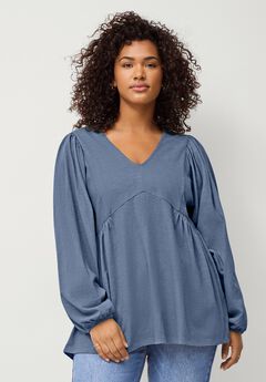 V-Neck Tunic with Diagonal Empire Seam