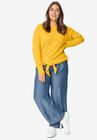 Wide Leg Elastic Waist Denim Pants, , alternate image number null