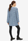 Inverted Pleat Textured Knit Tunic With Blouson Sleeves, , on-hover image number null