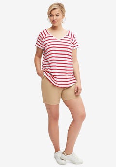 Plus Size Cotton V Neck T Shirts
