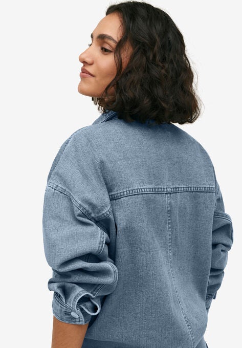 Oversized Denim Shirt Jacket, , on-hover image number null