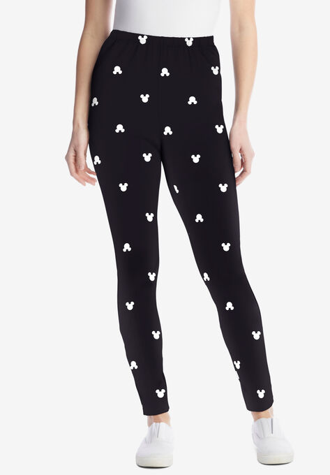 Disney Women's Black Leggings Mickey Mouse Ears All Over Print, BLACK MICKEY EARS, hi-res image number null