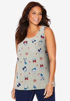 Red, White & Blue Allover Print Mickey Tank