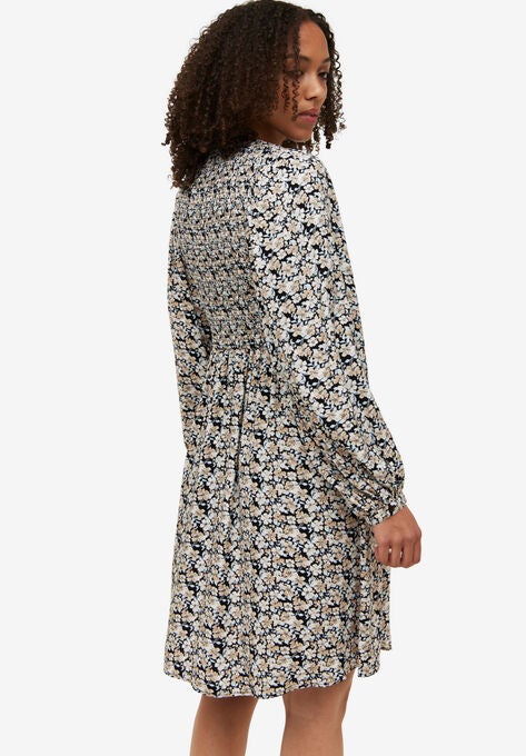 Smocked Fit & Flare Dress, , on-hover image number null