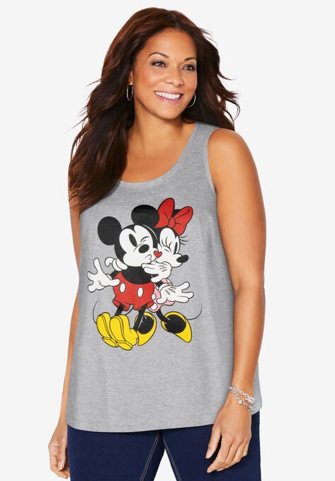 Sleeveless Mickey Minnie Hug Tank, HEATHER GREY MICKEY MINNIE, hi-res image number null