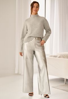 5 Pocket Faux Leather Wide Leg Pants