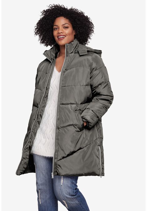 Long Puffer Coat, DEEP GREY, hi-res image number null