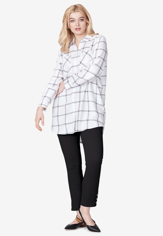 Two-Pocket Tunic, WHITE BLACK WINDOW PANE, hi-res image number 0