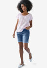 Denim Boyfriend Shorts, MEDIUM STONEWASH, hi-res image number null