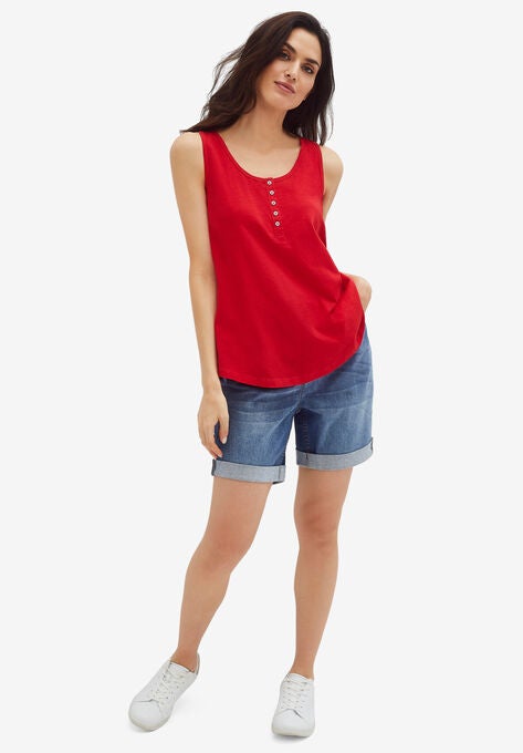 Denim Boyfriend Shorts, MEDIUM STONEWASH, hi-res image number null