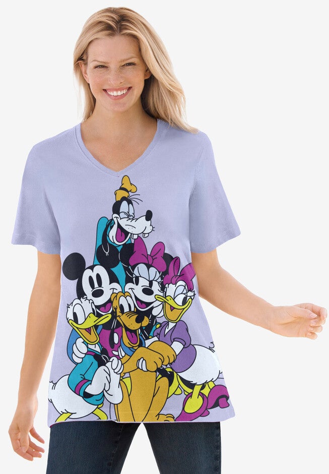 Short Sleeve V-neck Disney Friends Tee, PURPLE DISNEY FRIENDS, hi-res image number null