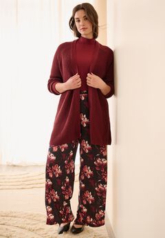 Wide-Leg Soft Pants with Back Elastic