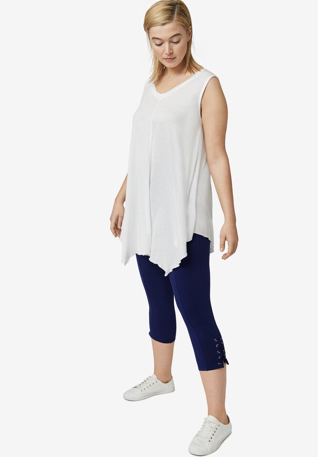 Lace-Up Capri Hem, NAVY, hi-res image number null