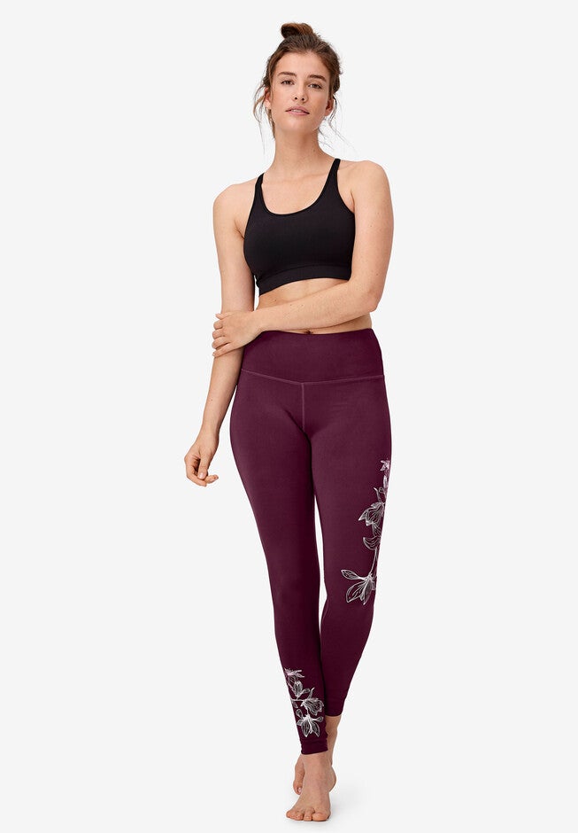 Floral Print Leggings by ellos®, MIDNIGHT BERRY, hi-res image number 0