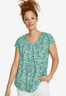 Twisted V-neck Tee, WHITE GREEN PRINT, hi-res image number null