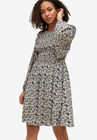 Smocked Fit & Flare Dress, NEUTRAL DITSY FLORAL, hi-res image number null