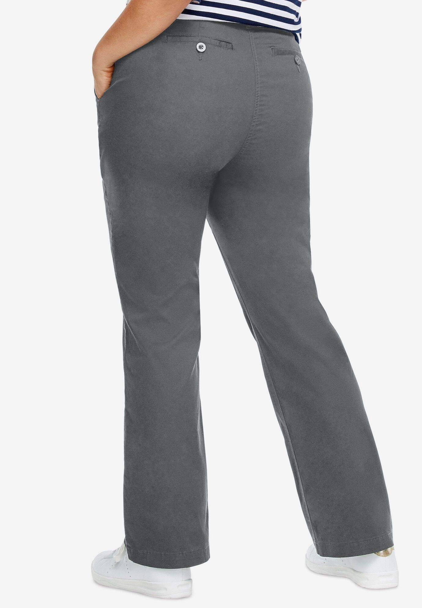 Mid-Rise Stretch Chino Bootcut Pants, SLATE, on-hover image number 1