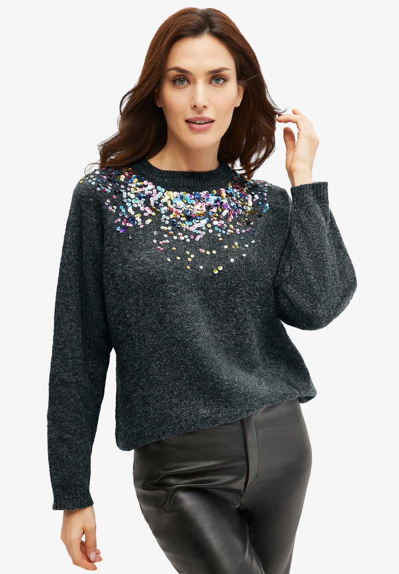 sequin sleeve sweater
