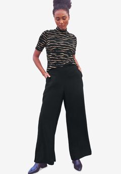 Wide-Leg Soft Pants with Back Elastic