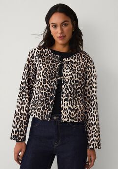 Structured Denim Tie Front Jacket