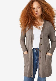 Long Button Front Cardigan
