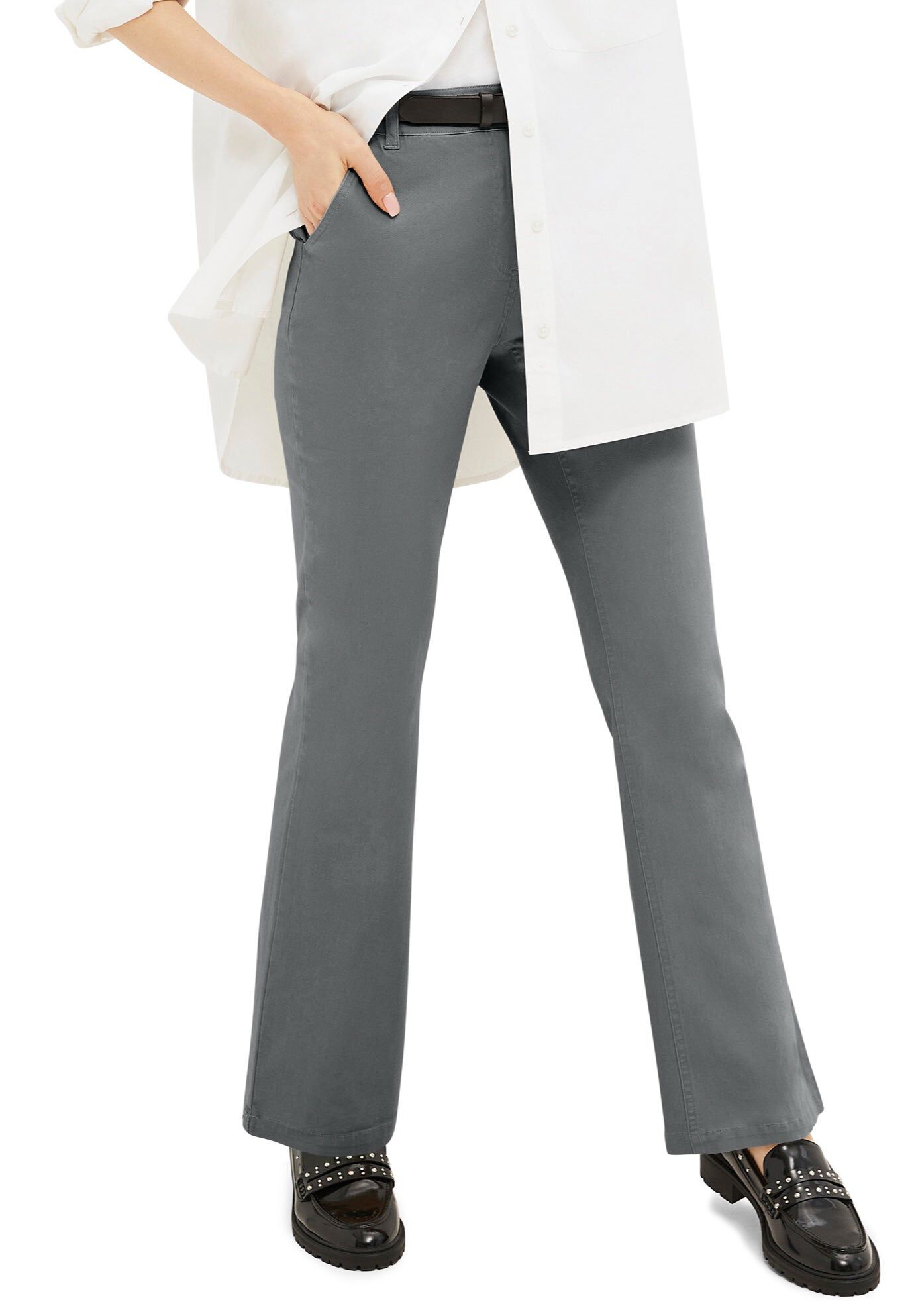 Mid-Rise Stretch Chino Bootcut Pants, SLATE, hi-res image number 0