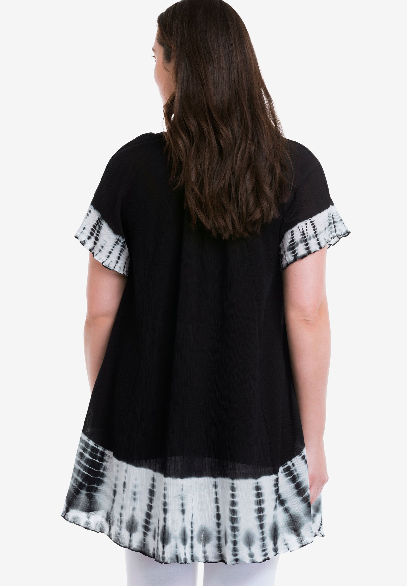 Tie-Dye Gauze Tunic, BLACK WHITE TIE DYE, on-hover image number 1