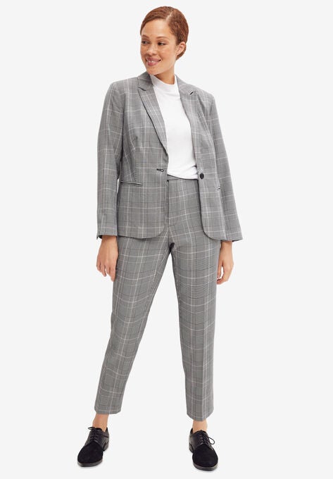 Everyday Slim Pants, BLACK WHITE PLAID, hi-res image number null