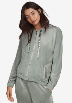 Velour Hooded Sweatshirt