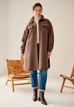 Button Front Long Shirt Jacket