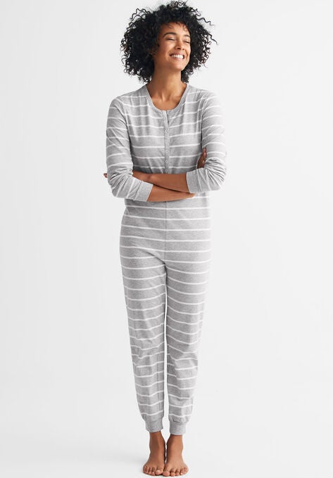 Henley One Piece Pajamas By Ellos Plus Size Sleepwear Roaman S