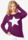 Star Applique Sweater, BOYSENBERRY WHITE, hi-res image number null
