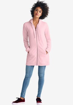 French Terry Long Zip Front Hoodie