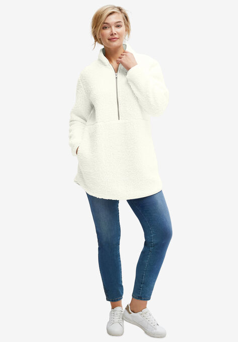 Half-Zip Sherpa Pullover, IVORY, hi-res image number null