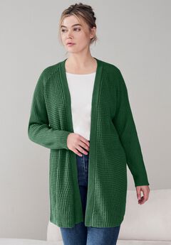 Open Front Waffle Cardigan