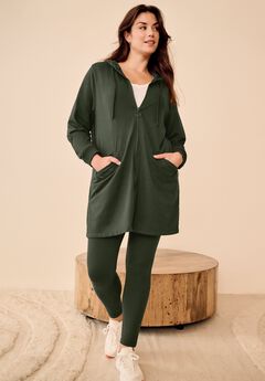 French Terry Zip-Front Hoodie With Zip Pockets