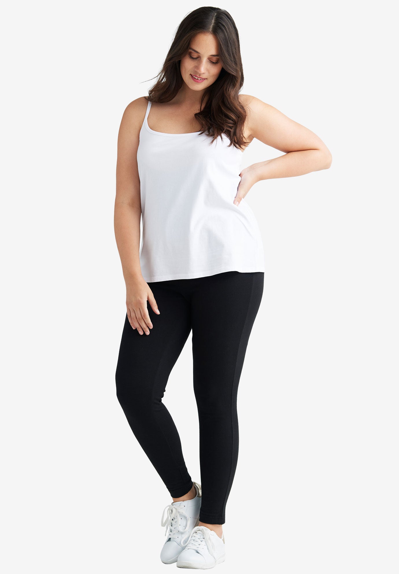 Cotton Spandex Scoop Neck Sleeveless Cami, , alternate image number 2