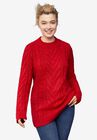 Pullover Cable Sweater Tunic, RICH RED, hi-res image number null