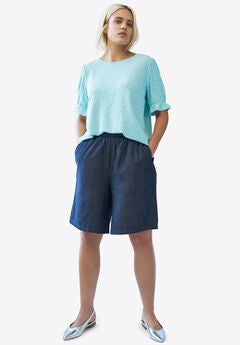 Elastic Waist Pull-On Denim Shorts